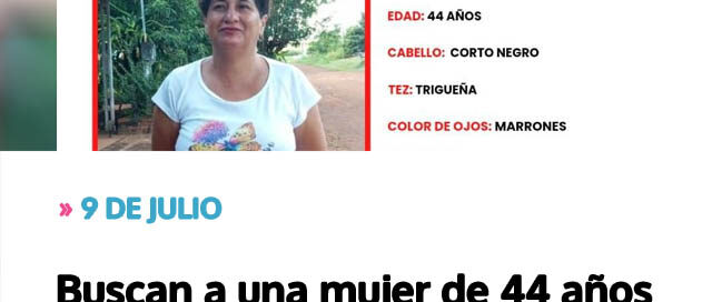 Buscan a una mujer de 44 años y solicitan colaboración de la comunidad