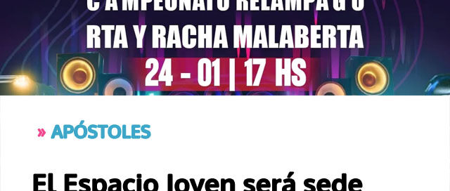 El Espacio Joven será sede de la primera fecha del Campeonato Relámpago de Audio Car