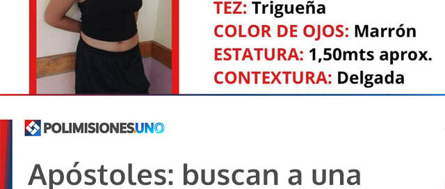 Apóstoles: buscan a una adolescente de 15 años desaparecida en el barrio Timbó Relocalizado